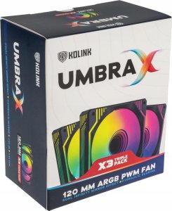 Kolink Kolink Umbra X 120mm ARGB High Performance PWM Fan Triple Pack - Black 7