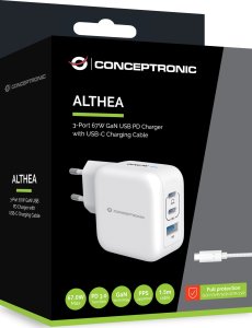 Ładowarka Conceptronic Ładowarka 3Port 67W, 2xUSB-C, 1xUSB-A 1.5m ws 2