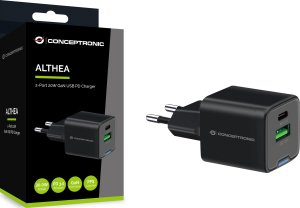 Ładowarka Conceptronic CONCEPTRONIC Ladegerät 2Port  20W,1xUSB-C,1xUSB-A   1.5m  sw 3
