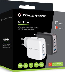 Ładowarka Conceptronic CONCEPTRONIC Ladegerät 4Port 100W,3xUSB-C,1xUSB-A   1.5m  sw 3
