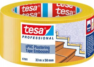 Tesa Tesa Plastering Tape, sPVC 33m x 50mm embossed yellow 67001 1