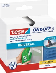 Tesa Tesa Hook&Loop Tape 2,5m x 20mm on&off white 55225 1