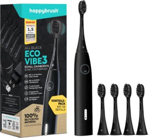 Szczoteczka Happybrush happybrush StarterKit Schall Eco VIBE 3 All Black, Electric Toothbrush (black) 1