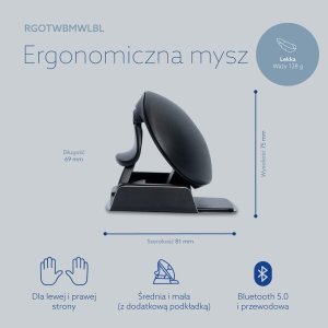 Mysz R-GO Tools R-Go Maus Twister ergonomisch beidhändig USB u. Bluetooth sw 3