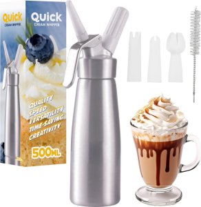 Art SATURATOR DO BITEJ ŚMIETANY- QUICK CREAM WHIPPER KA-01 A SREBRNY 0,5 LITRA NA NABOJE N2O 4