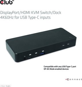 Club 3D Club3D KVM Switch 4K60Hz 2x USB-C> HDMI/DP/3xUSB/2xUSB-C/LAN retail 3