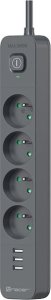 Listwa zasilająca Tracer Tracer Power Line+ 1,5 m 4 gniazd + USB-A grafitowy 2