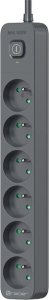 Listwa zasilająca Tracer Tracer Power Line+ 1,8 m 6 gniazd grafitowy 2