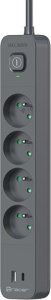 Listwa zasilająca Tracer Tracer Power Line+ 1,5 m 4 gniazd USB PD18W grafitowy 2