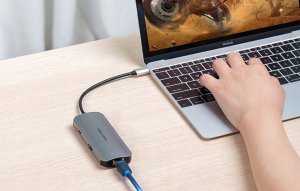 Adapter USB Vention USB-C do HDMI, 3x USB 3.0, Ethernet RJ45, PD, 15cm 4