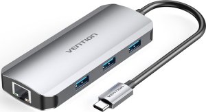 Adapter USB Vention USB-C do HDMI, 3x USB 3.0, Ethernet RJ45, PD, 15cm 8