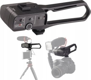 LensGo Regulator Wzmacniacz Dźwięku Do Mikrofonu + Grip Stabilizator Aparat Kamera / D1l 1