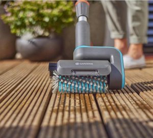 Gardena GARDENA cordless multi-cleaner AquaBrush Patio 18V P4A solo, hard floor cleaner (grey/turquoise, without battery and charger, POWER FOR ALL ALLIANCE) 17
