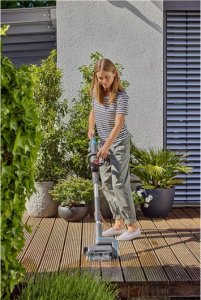 Gardena GARDENA cordless multi-cleaner AquaBrush Patio 18V P4A solo, hard floor cleaner (grey/turquoise, without battery and charger, POWER FOR ALL ALLIANCE) 18