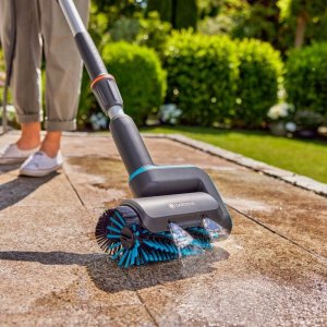 Gardena GARDENA cordless multi-cleaner AquaBrush Patio 18V P4A solo, hard floor cleaner (grey/turquoise, without battery and charger, POWER FOR ALL ALLIANCE) 4