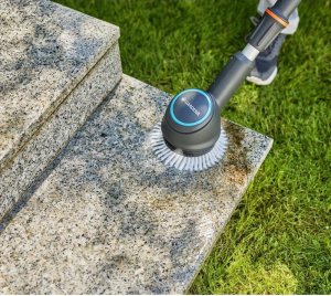 Gardena GARDENA cordless multi-cleaner AquaBrush Universal 18V P4A solo, hard floor cleaner (grey/turquoise, without battery and charger, POWER FOR ALL ALLIANCE) 12