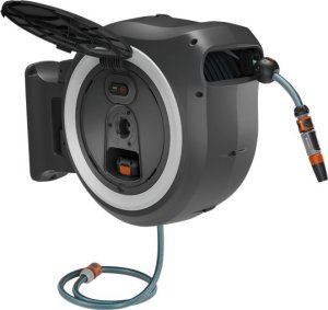 Gardena GARDENA battery-powered wall hose box PowerRoll XXL 18V P4A, 40 meters, hose reel (grey/white, Li-Ion battery 2.5Ah, POWER FOR ALL ALLIANCE) 4
