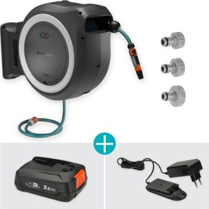 Gardena GARDENA battery-powered wall hose box PowerRoll XXL 18V P4A, 40 meters, hose reel (grey/white, Li-Ion battery 2.5Ah, POWER FOR ALL ALLIANCE) 6