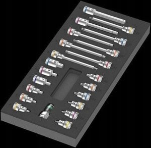 Zestaw narzędzi Wera Wera 9723 foam insert Zyklop B 3/8 bit socket set 1, 22 pieces, tool set (black/grey, in foam insert for workshop trolley) 1