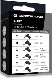 Adapter USB Conceptronic ABBY15PC02 USB-C - DC-in Czarny  (ABBY15PC02) 4