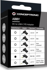 Adapter USB Conceptronic USB-C - DC-in Czarny  (ABBY15PC05) 4