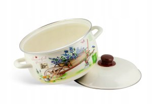 Edenberg Garnki Edenberg EB 1876 zest. 10 cz. emaliowane kwiaty w taczce 3