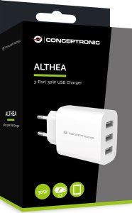 Kabel zasilający Conceptronic Conceptronic ALTHEA13W 3-Port 30W USB-Charger 3