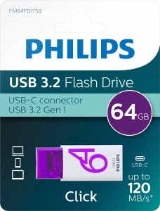 Pendrive Philips USB 3.2 64GB Click Series Gen 1 USB-C 5