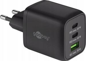 Ładowarka Goobay goobay USB-C PD multiport fast charger Nano 65 Watt (black, 1x USB-A, 2x USB-C PD, GaN technology) 1