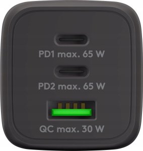 Ładowarka Goobay USB-C PD multiport fast charger Nano 65 Watt (black, 1x USB-A, 2x USB-C PD, GaN technology) 2
