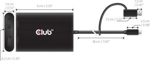 Club 3D Club3D Adapter USB-C (USB A Adapter) > 2x DP   4K@60Hz St/Bu retail 3