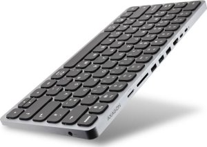 Klawiatura Axagon AXAGON HMC-KB USB-C Tastatur, microSD/SD, 3x USB-A 3.0, HDMI 4K/60Hz, PD 100W, Audio - DE Layout 2
