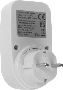GreenBlue Włącznik czasowy - timer cyfrowy GreenBlue,  max. obciążenie 16A, IP20, GB362 F 5