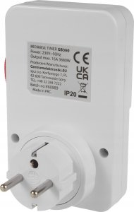 GreenBlue Włącznik czasowy - timer mechaniczny GreenBlue, 48 programów, max. obciążenie 16A, IP20, GB360 E 8