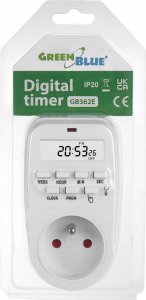 GreenBlue Włącznik czasowy - timer cyfrowy GreenBlue,  max. obciążenie 16A, IP20, GB362 E 3