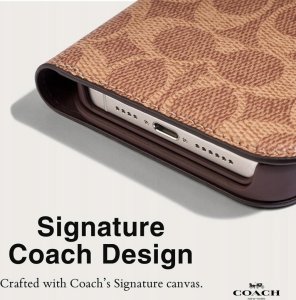 Coach Coach Folio Signature C Case - Etui 2w1 z klapką iPhone 15 Pro Max (Tan) 7