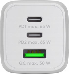Ładowarka Goobay goobay USB-C fast charger Nano, PD, GaN, 65 watts (white, 1x USB-A, 2x USB-C PD, Charge 3.0) 2