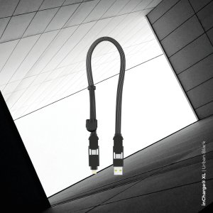 Kabel USB Rolling Square USB-A + USB-C - USB-C 0.3 m Czarny (RS-XLS01R) 2