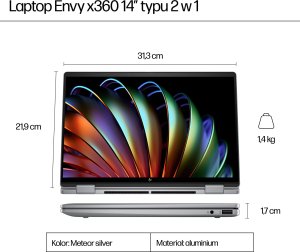 Laptop HP HP ENVY x360 14 - Ryzen 5 8640HS | 14"-WUXGA-Dotyk | 16GB | 512GB | Win11Pro | Srebrna 8