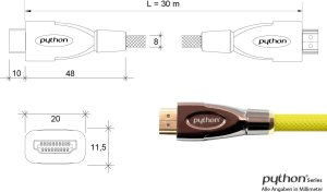 Kabel PYTHON Python HDMI« 2.0 Kabel AKTIV 4K2K Nylongeflecht gelb 30m 4