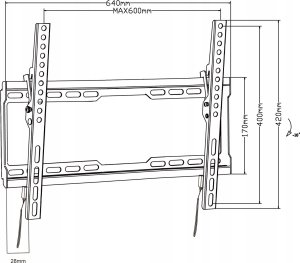 Maclean Uchwyt do TV , max VESA 600x400, 32-80", 45kg, reg. odchylenia +0°~-10°, MC-413 5