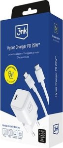 Ładowarka 3MK PD GaN 25W - Hyper Charger Biała + Kabel USB-C 2