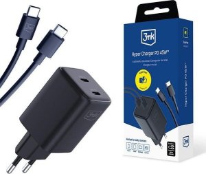 Ładowarka 3MK 3mk Hyper Charger PD 45W+USB Cable C to C Black 1