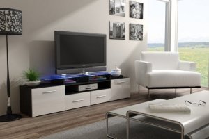 Cama Meble Szafka RTV EVORA 200 wenge/biały połysk 1