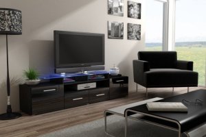 Cama Meble Szafka RTV EVORA 200 wenge/czarny połysk 1