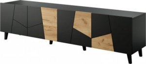 Cama Meble Szafka RTV ETNA 200x42x52 czarny mat + dąb craft 1