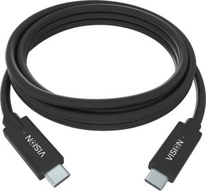 Vision VISION Professional installationstaugliches USB-C-Kabel - 30 JAHRE GARANTIE - USB 3.2 Gen 1 5 Gbps - unterstutzt 3-A-Ladestrom - USB-C 3.2 (M) zu USB-C 3.2 (M) - Aussendurchmesser 4,5 mm - 22 + 30 AWG - 2 m - Schwarz 1