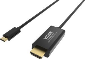 Vision VISION Professional installationstaugliches Kabel USB-C zu HDMI - 30 JAHRE GARANTIE - 4k bei 60 Hz - USB-C 3.1 (M) zu HDMI (M) - Aussendurchmesser 4,5 mm - 32 AWG - 2 m - Schwarz 1