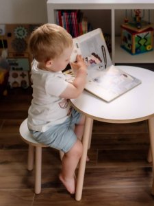 OBUBU Krzesełko dla dzieci okrągłe białe 2