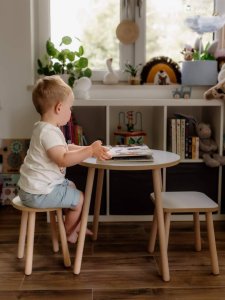 OBUBU Krzesełko dla dzieci okrągłe białe 3